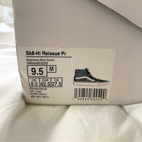NIB VANS Sk8-Hi x SUPREME Blue Hole Punch Denim 2020 Size 9.5 - Picture 5 of 16
